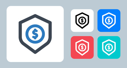 Money Protection icon - vector illustration . Money, Protection, Security, Secure, Finance, Business, Cash, Dollar, Banking, Bank, Shield, line, outline, flat, icons .