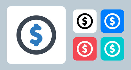 Dollar icon - vector illustration . Dollar, Money, Coin, Currency, Finance, Cash, Payment, usd, line, outline, flat, icons .