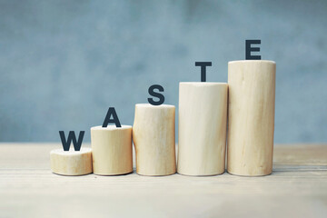 waste accumulation. concept. word wood type.
