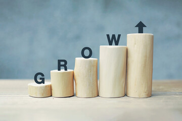 graph of success. money concept. word wood type.