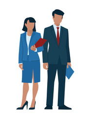 Business people. Woman and man in business clothes, office worker, politician, student, entrepreneur, businessmen. Vector image.