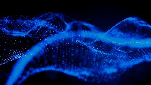 Data Transfer Concept. Blue, Futuristic Digital Style. 3D Render.