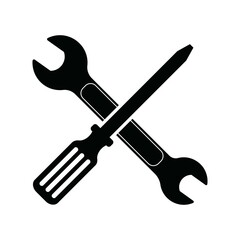 screwdriver and wrench icon vector