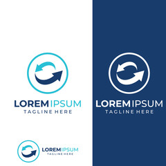 Obraz premium Logistics company vector logo, arrow icon logo, fast digital delivery logo. Using simple and easy logo vector editing.