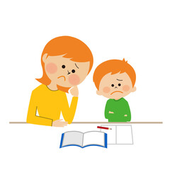 勉強に悩む親子