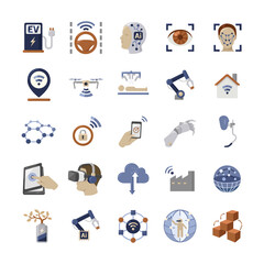 25 technology color vector icons