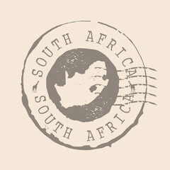 Fototapeta premium Stamp Postal of South Africa. Map Silhouette rubber Seal. Design Retro Travel. Seal of Map South Africa grunge for your design. EPS10