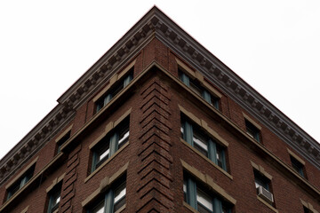 Red brick building corner perspective 