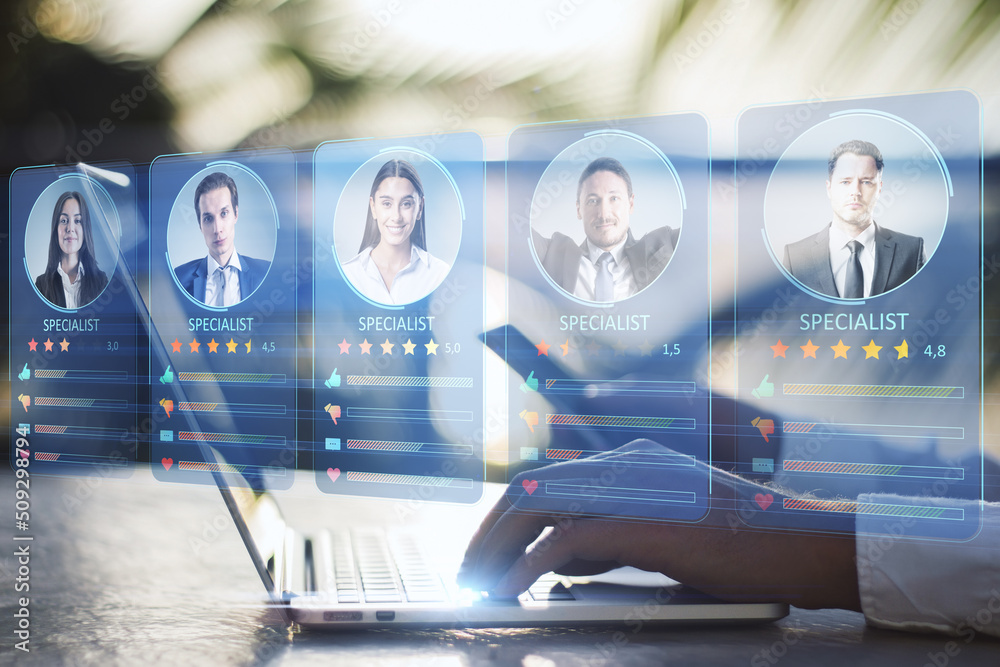 Poster cv online to choose the perfect employee for business. modern technologies for simplifying the human