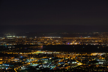 Naklejka premium Budapest city lights seen from above at night