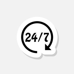 Open 24 7 icon sticker sign for mobile concept and web design