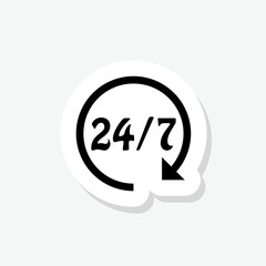 Open 24 7 icon sticker sign for mobile concept and web design