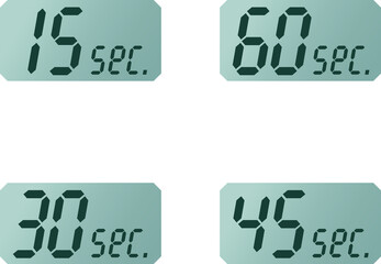 Simple quarter 15,30,45,60 second digital timer clock icon 