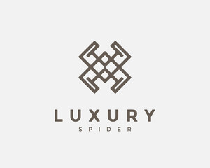 Geometric shaped of Spider luxury logo design concept vector illustration