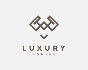 Geometric shaped of Eagles luxury logo design concept vector illustration