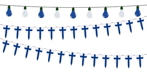 3D Garlands of Finland on a white background	