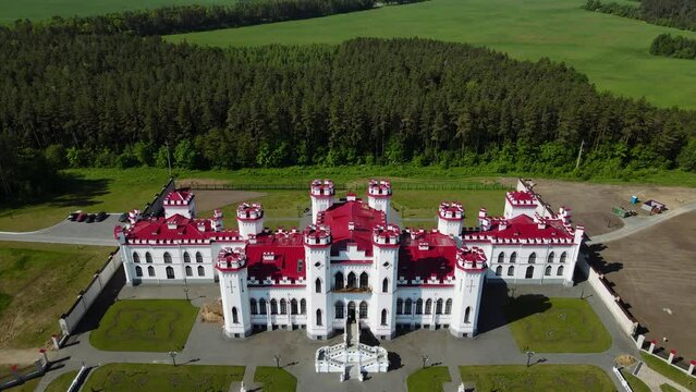 View on the old castle-palace Puslovsky, Kossovo, Belarus