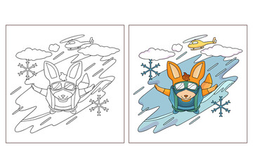 Fototapeta premium Cute_animals_the_skydiver_coloring_page_(3)_(1)