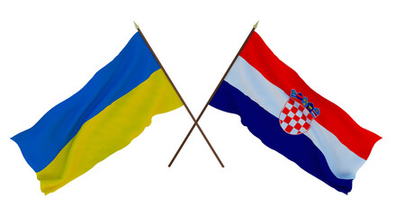 Background for designers, illustrators. National Independence Day. Flags of Ukraine and Croatia