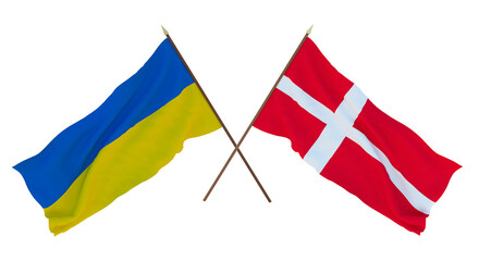 Background for designers, illustrators. National Independence Day. Flags of Ukraine and Denmark