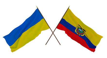 Background for designers, illustrators. National Independence Day. Flags of Ukraine and Ecuador