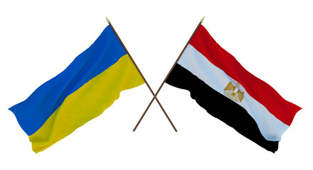 Background for designers, illustrators. National Independence Day. Flags of Ukraine and Egypt