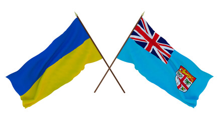Background for designers, illustrators. National Independence Day. Flags of Ukraine and Fiji