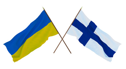 Background for designers, illustrators. National Independence Day. Flags of Ukraine and Finland