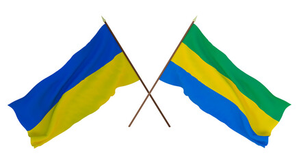 Background for designers, illustrators. National Independence Day. Flags of Ukraine and Gobon