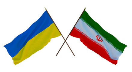 Background for designers, illustrators. National Independence Day. Flags of Ukraine and Iran