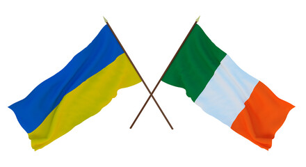 Background for designers, illustrators. National Independence Day. Flags of Ukraine and Ireland