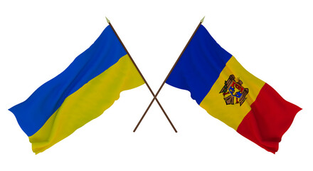 Background for designers, illustrators. National Independence Day. Flags of Ukraine and Moldova