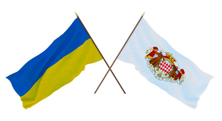 Background for designers, illustrators. National Independence Day. Flags of Ukraine and Monaco