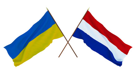 Background for designers, illustrators. National Independence Day. Flags of Ukraine and Netherlands
