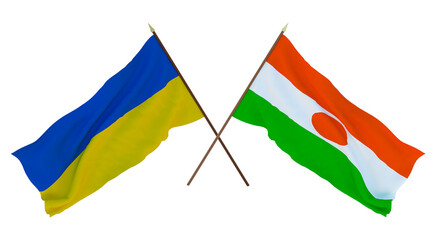 Background for designers, illustrators. National Independence Day. Flags of Ukraine and Niger
