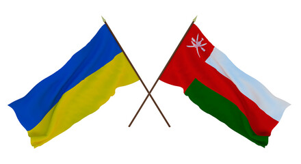Background for designers, illustrators. National Independence Day. Flags of Ukraine and Oman
