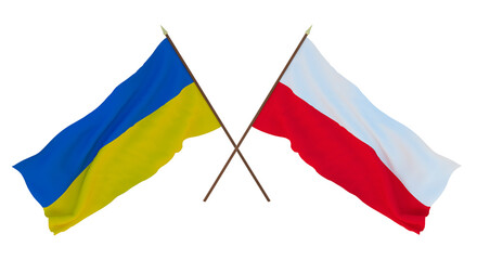 Background for designers, illustrators. National Independence Day. Flags of Ukraine and Poland
