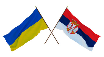 Background for designers, illustrators. National Independence Day. Flags of Ukraine and Serbia