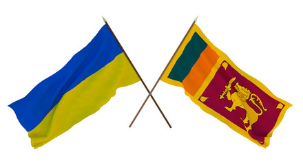Background for designers, illustrators. National Independence Day. Flags of Ukraine and Shri-Lanka