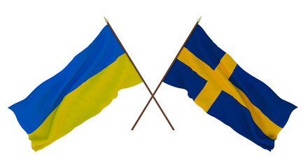 Background for designers, illustrators. National Independence Day. Flags of Ukraine and Sweden