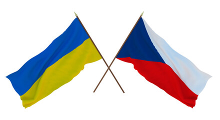 Background for designers, illustrators. National Independence Day. Flags of Ukraine and the Czech Republic