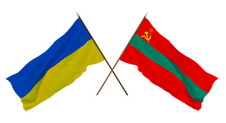 Background for designers, illustrators. National Independence Day. Flags of Ukraine and Transnistria