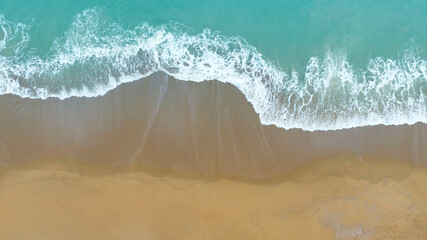 Summer seascape with  Turquoise water as Coast background  by aerial view