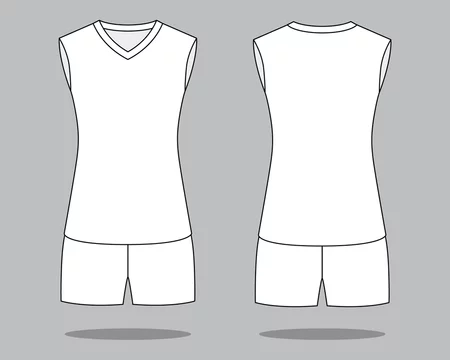 Women's blank white sleeveless volleyball jersey template on gray  background.Front and back view, vector file. vector de Stock | Adobe Stock