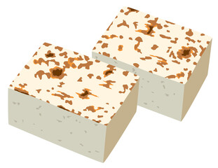 Grilled tofu against white background
