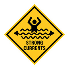 Obraz premium Strong currents, warning sign used to alert swimmers at the sea or any bathing places