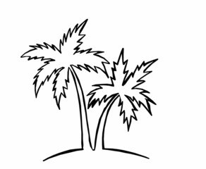  Black outline of a palm tree on a white background
