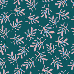 mistletoe branches botanical christmas vector seamless pattern