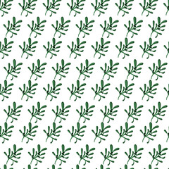 mistletoe branches botanical christmas vector seamless pattern