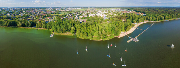 Lake view at Tychy and the surrounding nature landscape from Top
